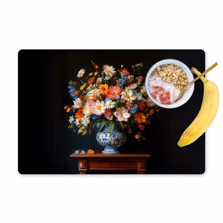 Placemat - 6 stuks - Boeket - Roze - Bloemen - Vaas — 1