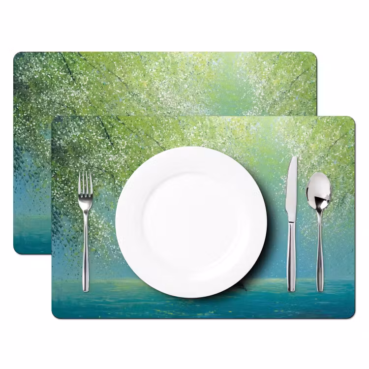 Placemat - 6 stuks - Bootje - Water - Bladeren - Bloesems — 2