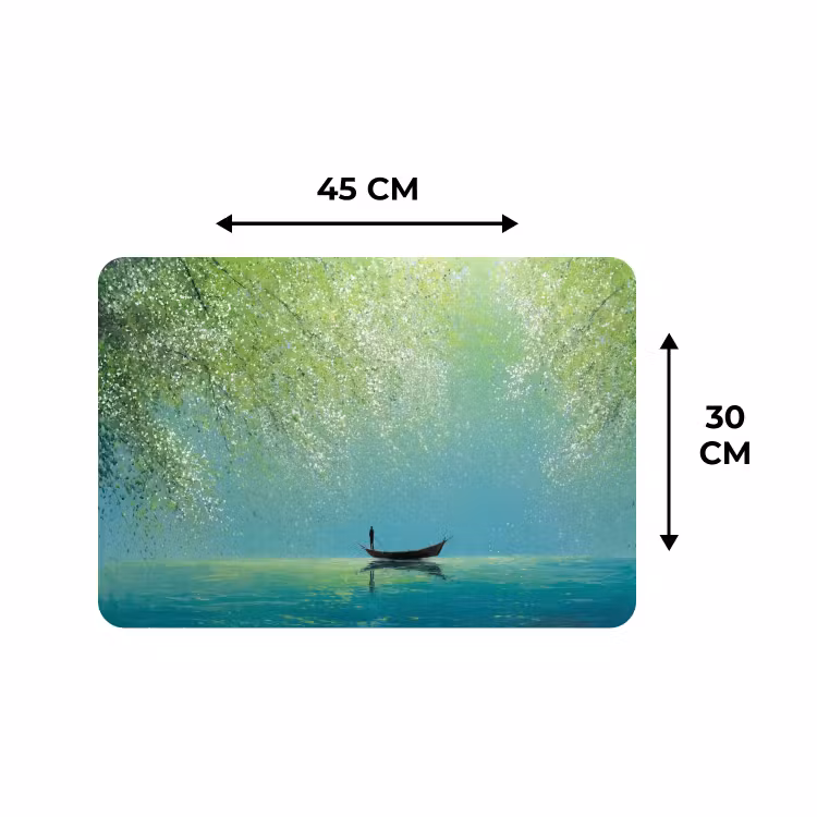 Placemat - 6 stuks - Bootje - Water - Bladeren - Bloesems — 3