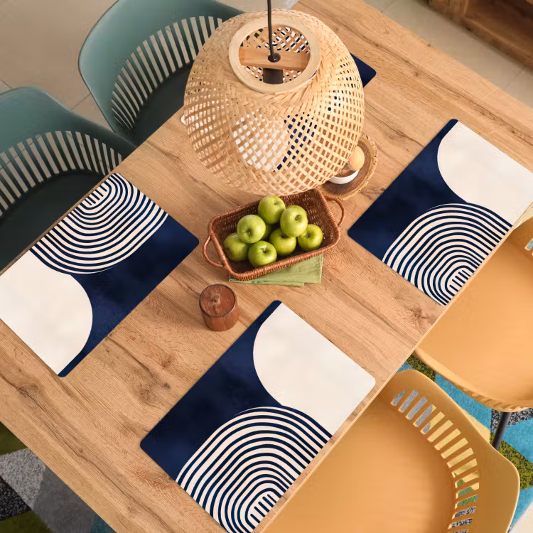 Placemat - 6 stuks - Donkerblauw - Abstract - Lijnen — 6