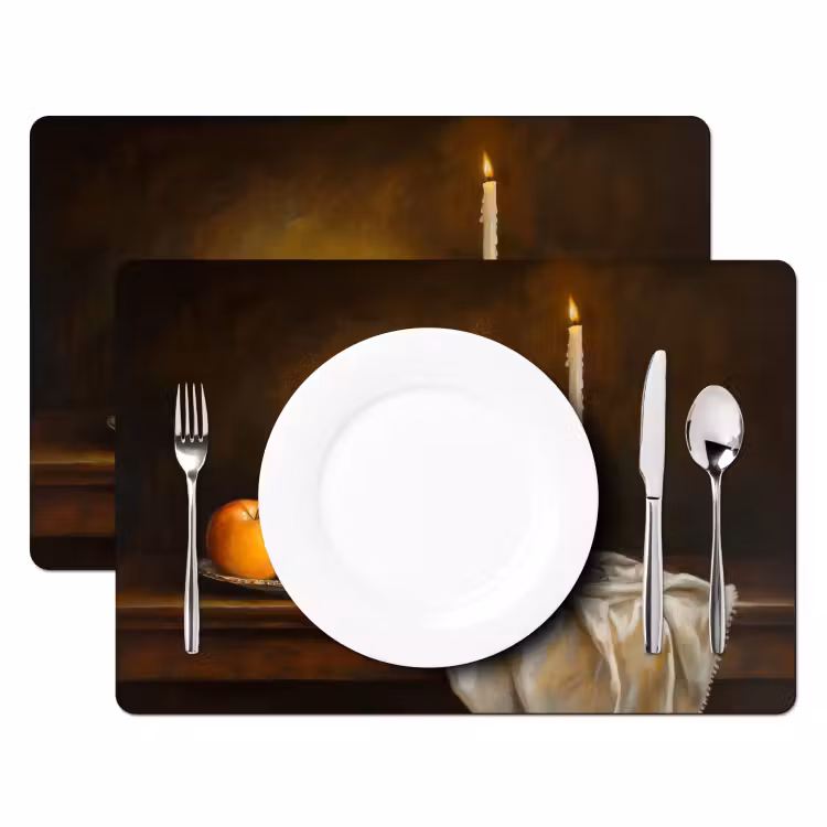 Placemat - 6 stuks - Fruit -  Stilleven - Wijn - Kaars — 2