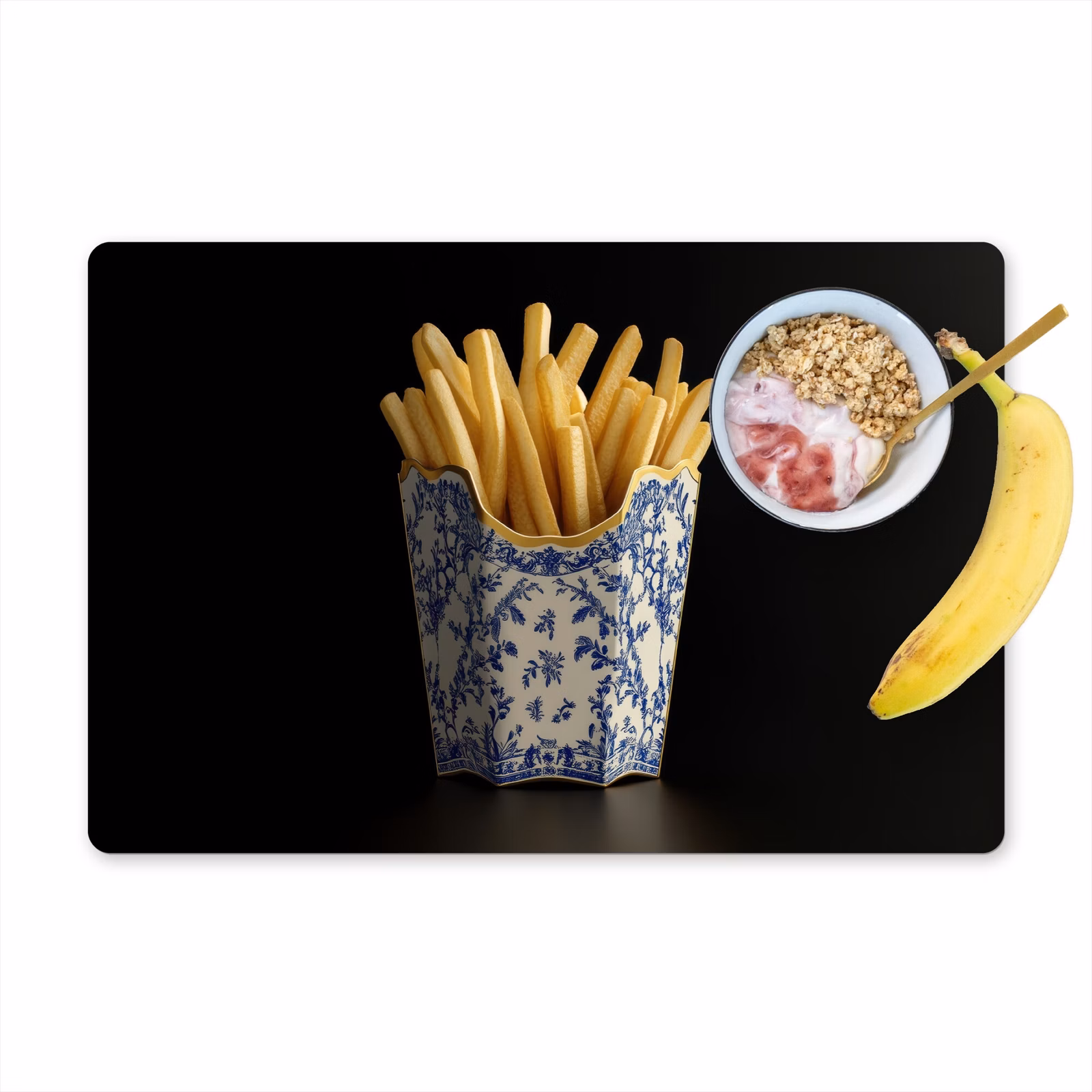 Placemat - 6 stuks - Friet - Porselein - Delfts blauw - Eten — 1