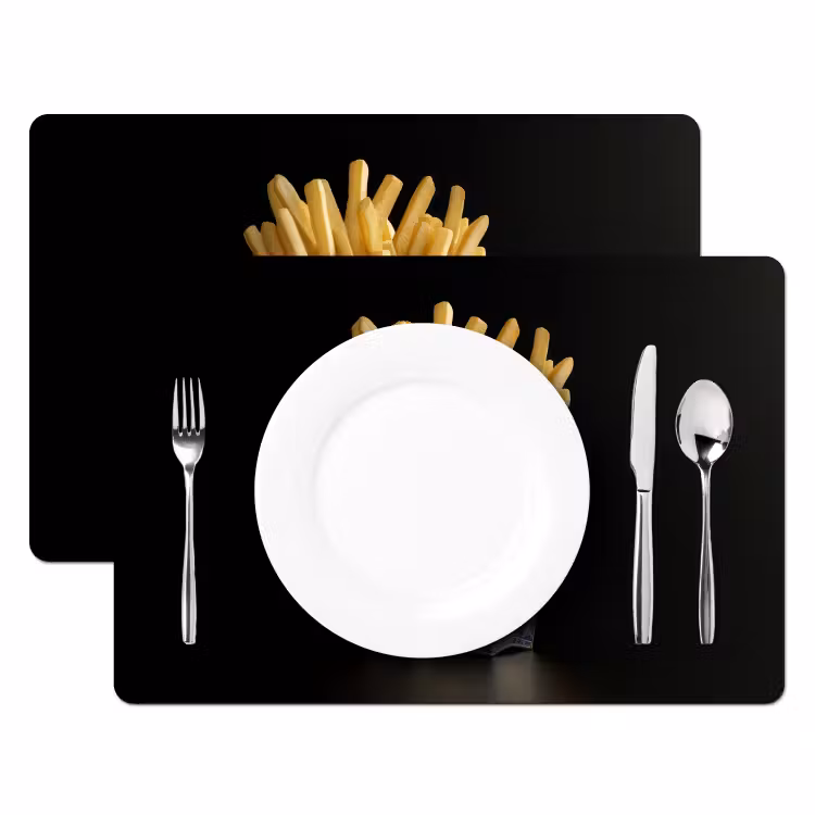 Placemat - 6 stuks - Friet - Porselein - Delfts blauw - Eten — 2