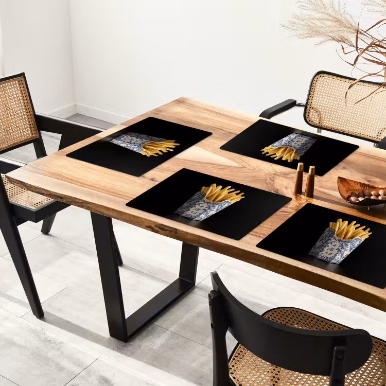 Placemat - 6 stuks - Friet - Porselein - Delfts blauw - Eten — 5