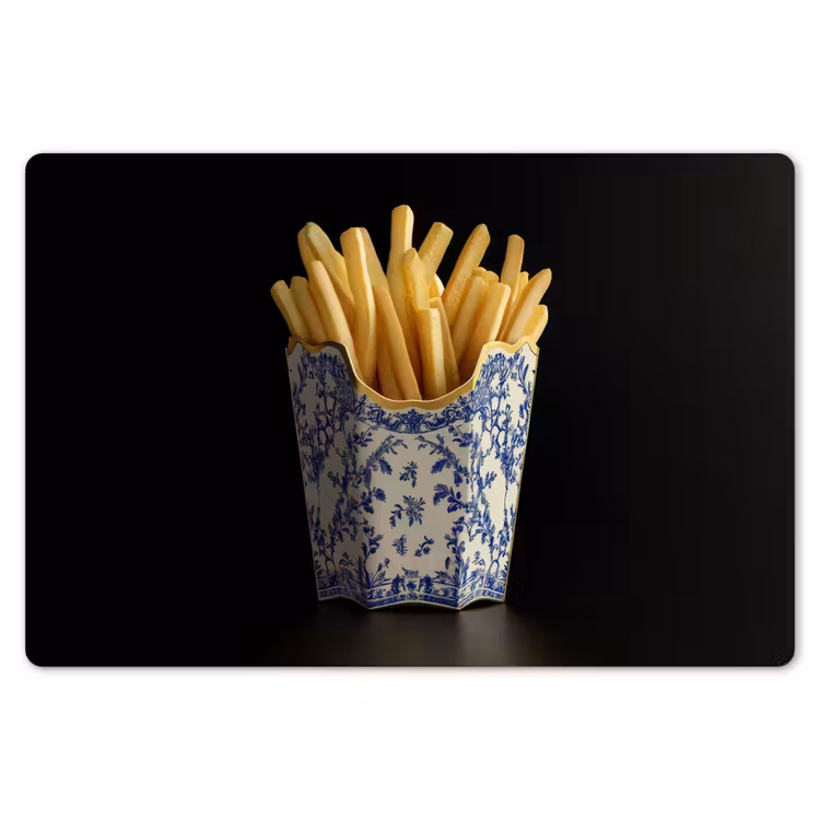 Placemat - 6 stuks - Friet - Porselein - Delfts blauw - Eten — 7
