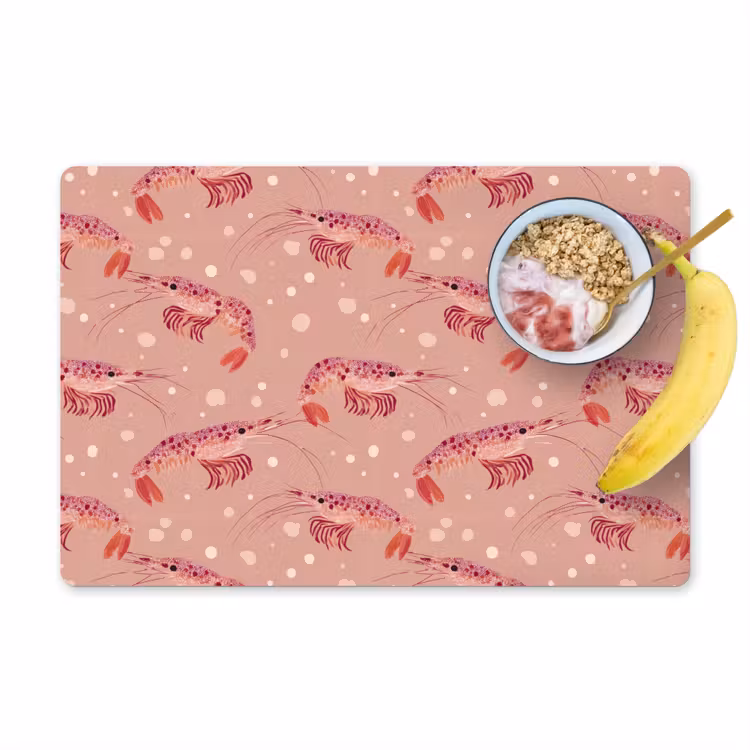 Placemat - 6 stuks - Garnalen - Stippen - Roze — 1