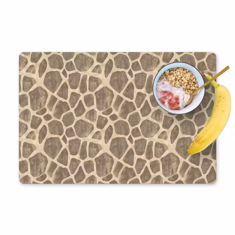 Placemat - 6 stuks - Giraf - Patroon - Beige - Bruin — 1