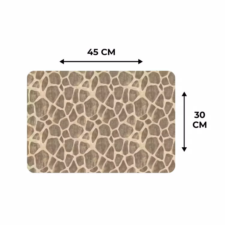Placemat - 6 stuks - Giraf - Patroon - Beige - Bruin — 3