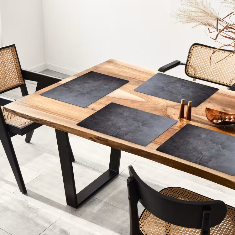 Placemat - 6 stuks - Industrieel - Beton - Grijs - Leisteen - Retro — 5