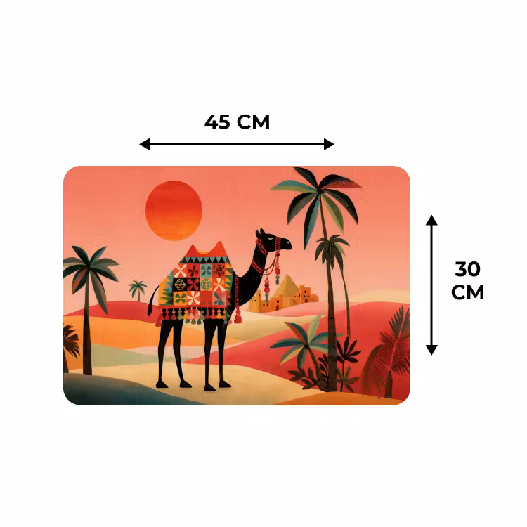 Placemat - 6 stuks - Kameel - Gekleurd tapijt - Duinen - Rode zon — 3