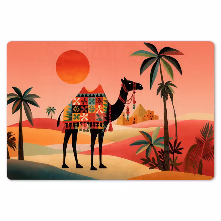 Placemat - 6 stuks - Kameel - Gekleurd tapijt - Duinen - Rode zon — 7