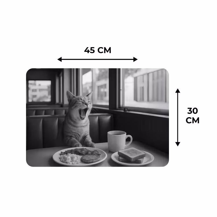 Placemat - 6 stuks - Kat - Koffie - Brood - Zwart — 3