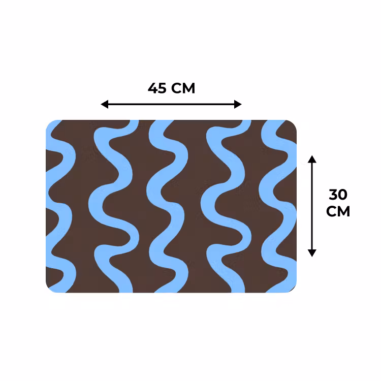 Placemat - 6 stuks - Kronkelende lijnen - Blauw - Bruin - Minimalistisch — 3