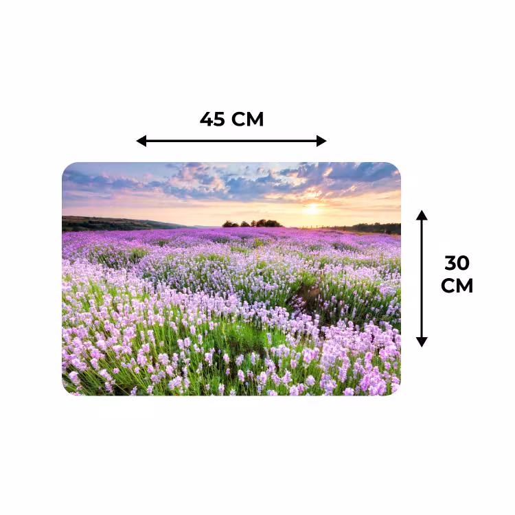 Placemat - 6 stuks - Lavendel - Bloemen - Zonsondergang - Paars - Weide — 2