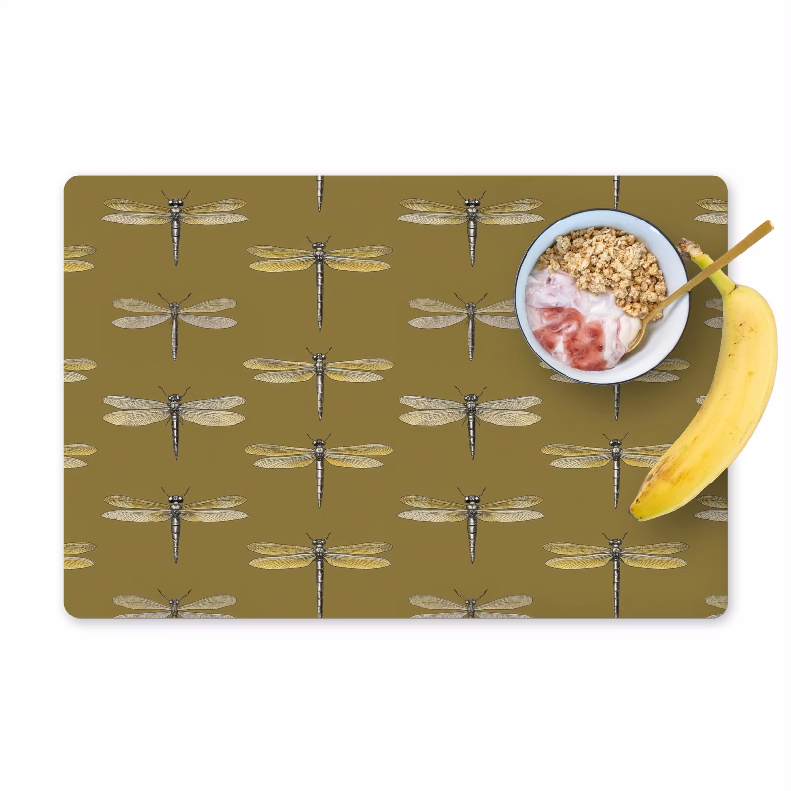 Placemat - 6 stuks - Libellen - Patroon - Groen — 1