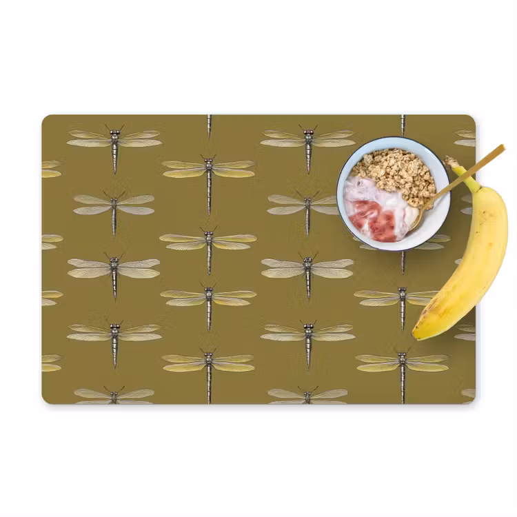 Placemat - 6 stuks - Libellen - Patroon - Groen — 1