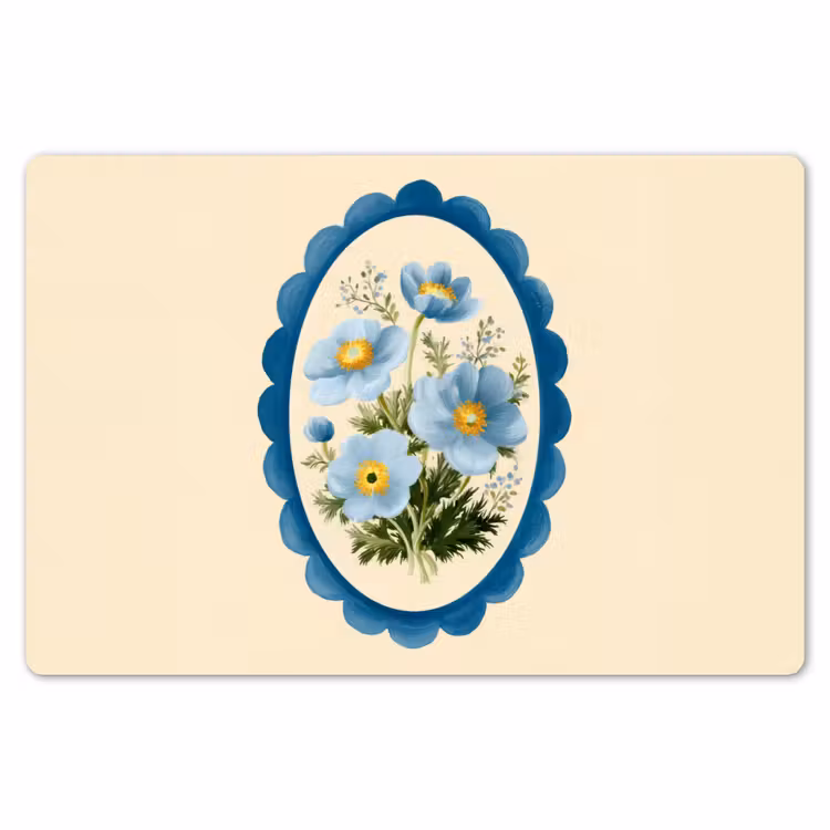 Placemat - 6 stuks - Lijst - Bloemen - Lichtblauw - Illustratie — 7
