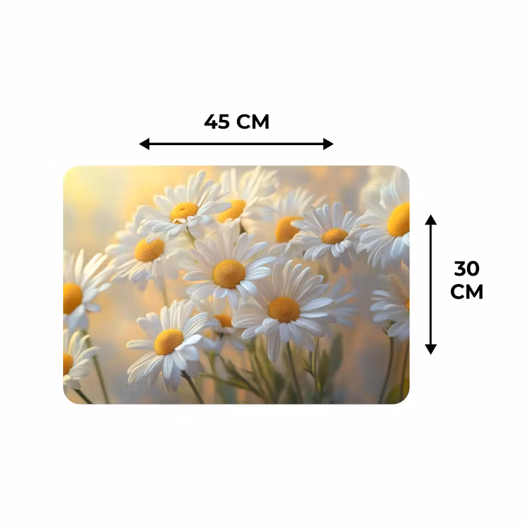 Placemat - 6 stuks - Madeliefjes - Wit - Zonlicht — 3
