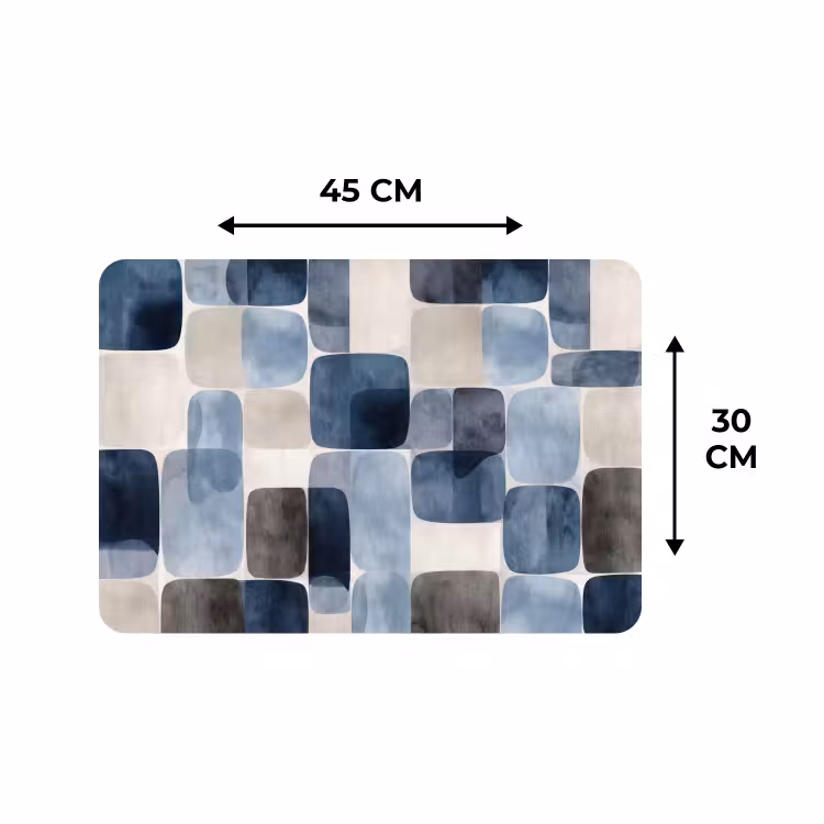 Placemat - 6 stuks - Patroon - Blauw - Vierkanten — 3