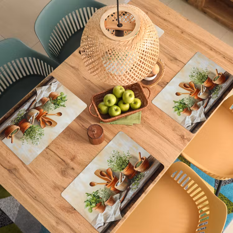 Placemat - 6 stuks - Potten - Kruiden - Hout — 6