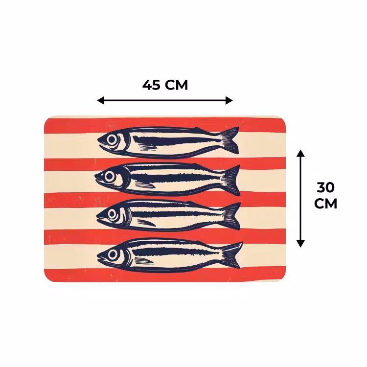 Placemat - 6 stuks - Sardines - Rood en beige strepen — 3
