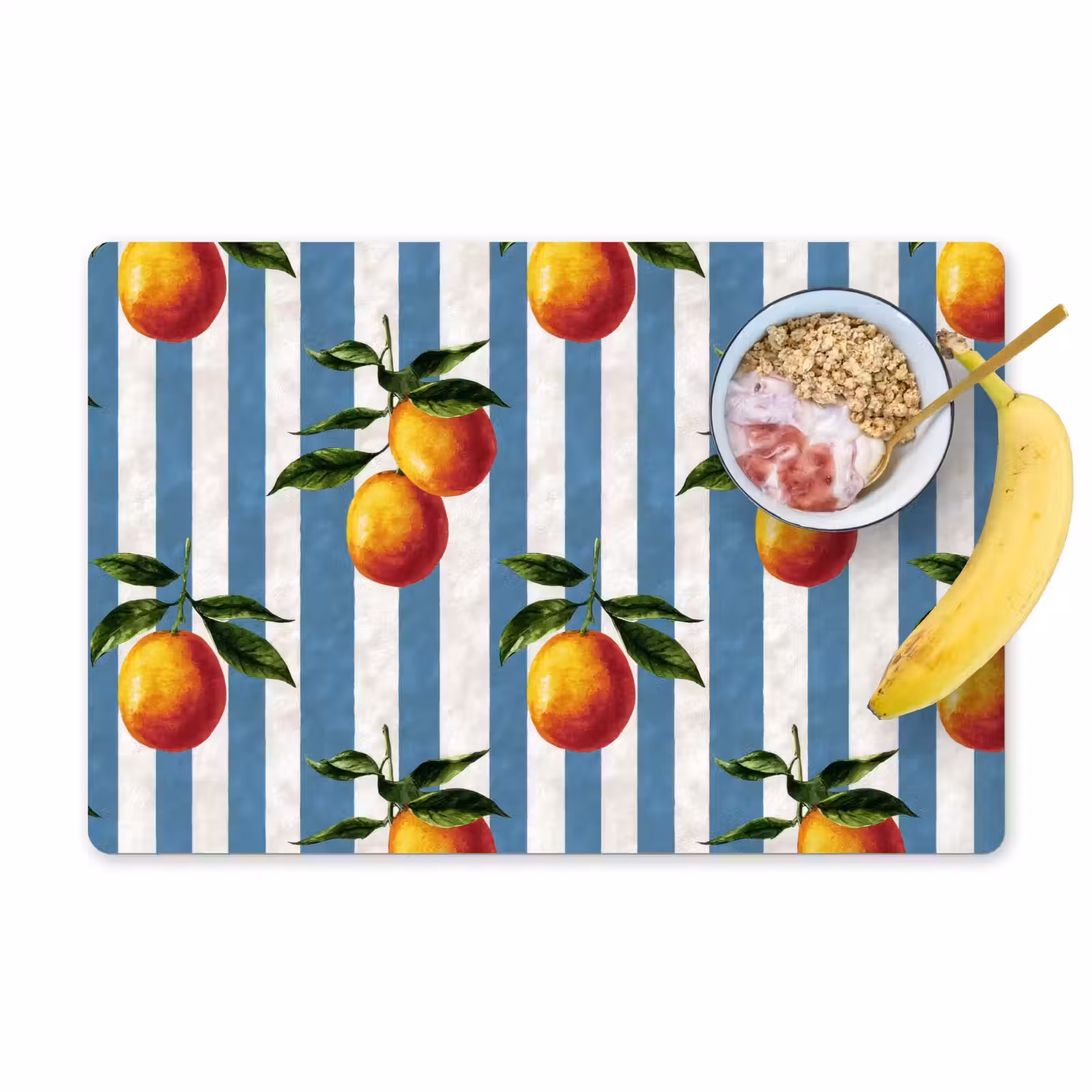 Placemat - 6 stuks - Strepen - Citroen - Blauw — 1