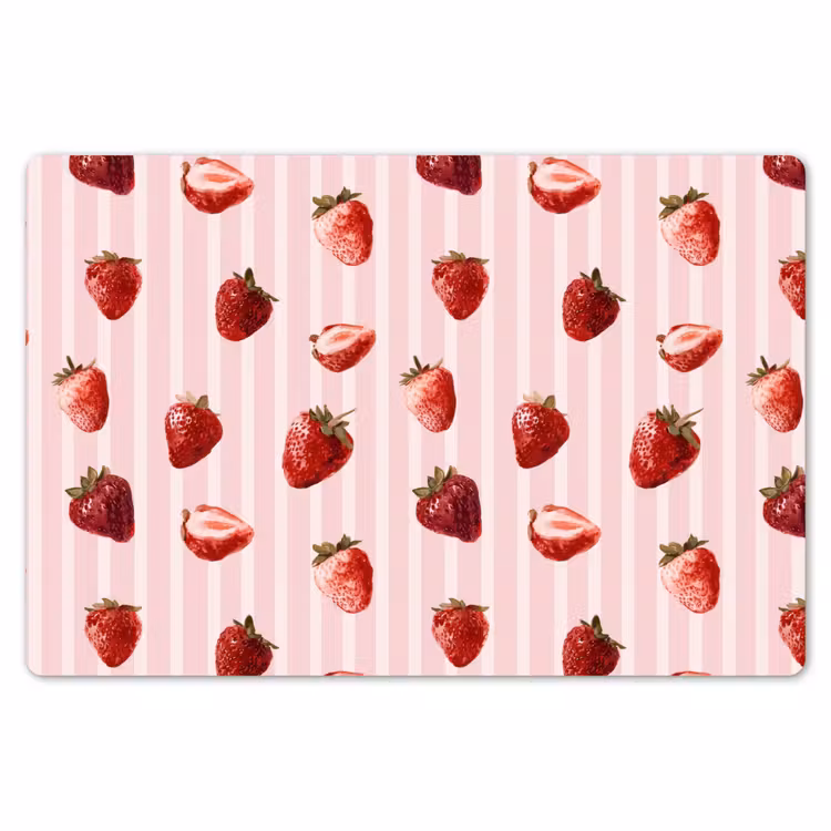 Placemat - 6 stuks - Strepen - Aardbei - Roze — 7