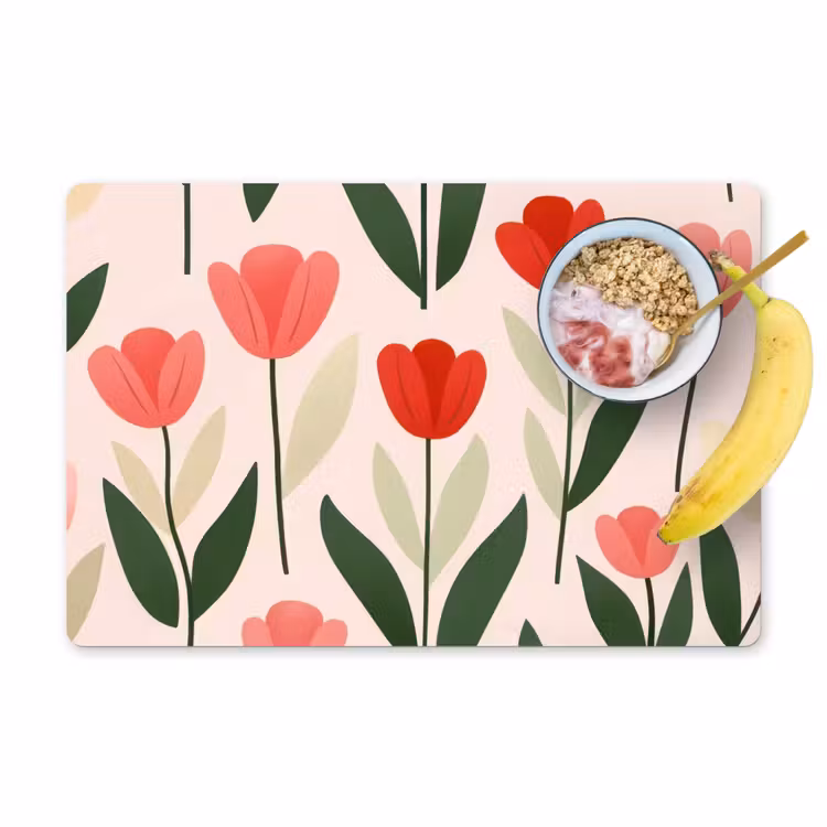 Placemat - 6 stuks - Tulpen - Modern - Roze — 1