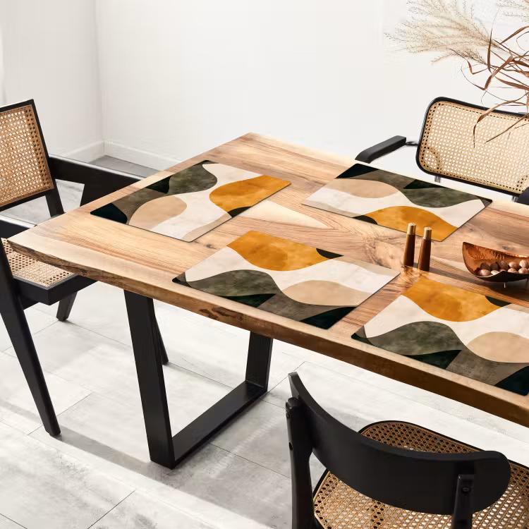 Placemat - 6 stuks - Vormen - Okergeel - Abstract — 5