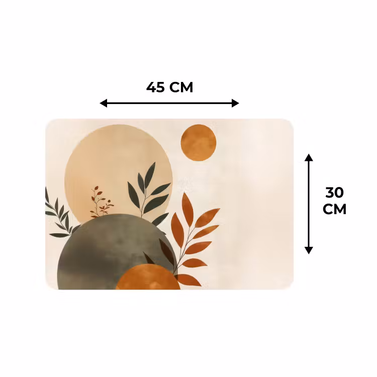 Placemat - 6 stuks - Vormen - Rond - Bladeren - Beige — 3