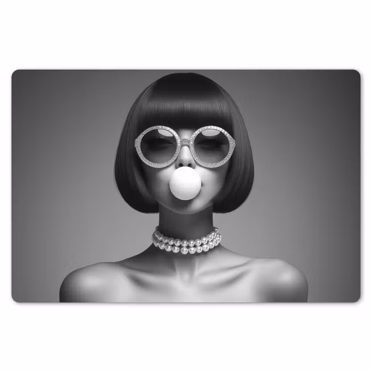 Placemat - 6 stuks - Vrouw - Zwart Wit - Ketting - Zonnebril — 7
