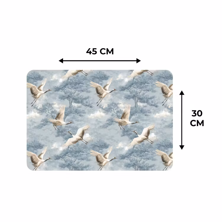 Placemat - 6 stuks - Wolken - Kraanvogels - Blauw — 3