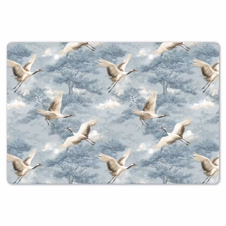 Placemat - 6 stuks - Wolken - Kraanvogels - Blauw — 7