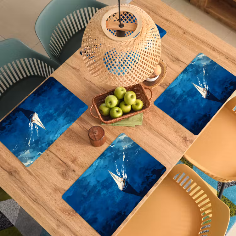 Placemat - 6 stuks - Zeilboot - Water - Abstract - Schaduw — 6
