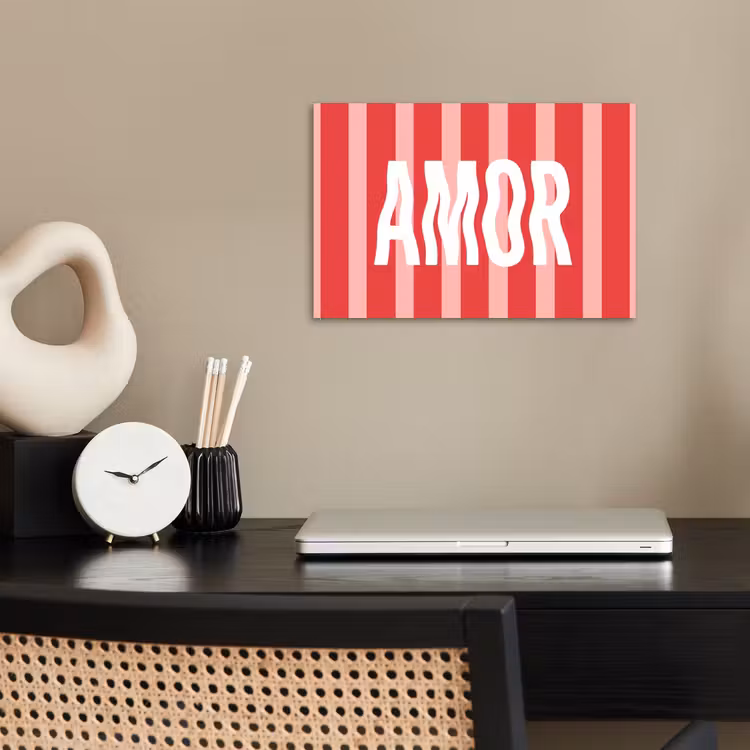 Poster - Amor - Strepen - Rood - Roze — 2