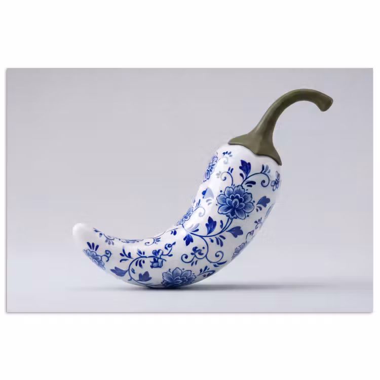 Poster - Chilipeper - Keramiek - Blauw — 1