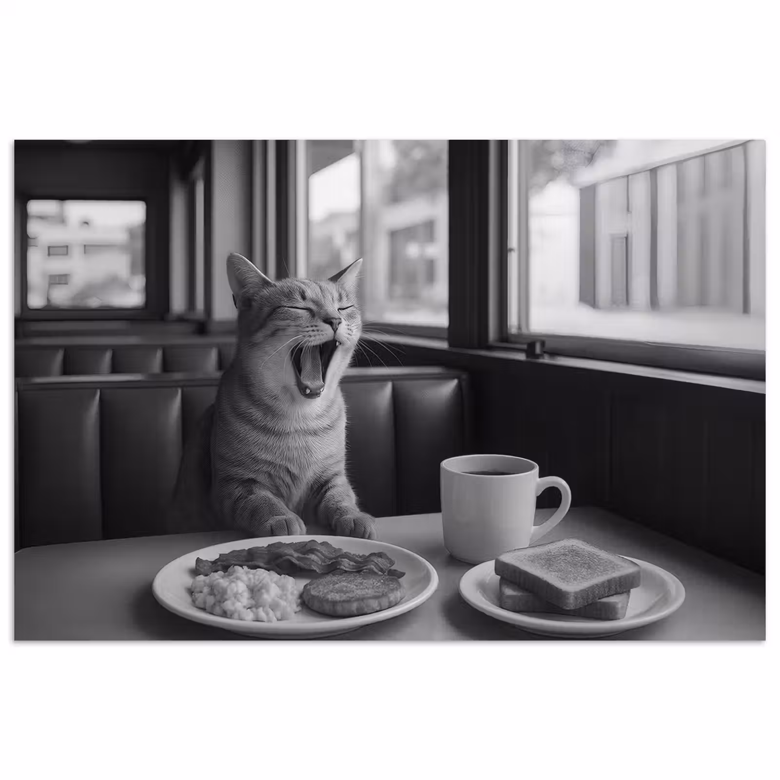 Poster - Kat - Koffie - Brood - Zwart — 1