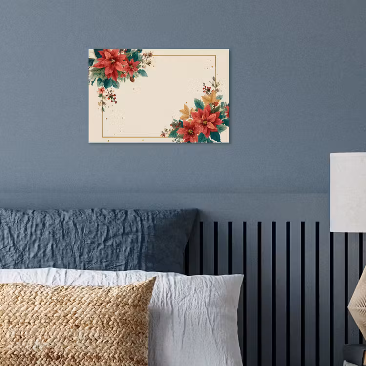 Poster - Kerst - Poinsettia - Omlijsting - Kleurrijk — 3