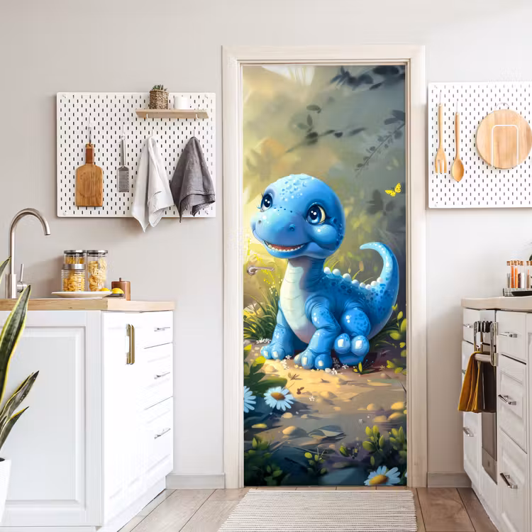 Deursticker - Dino - Blauw - Baby - Dinosaurus — 7