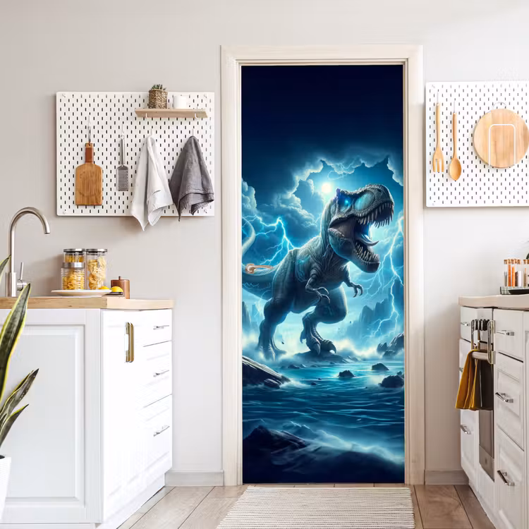 Deursticker - Dino - Blauw - Jongens — 7