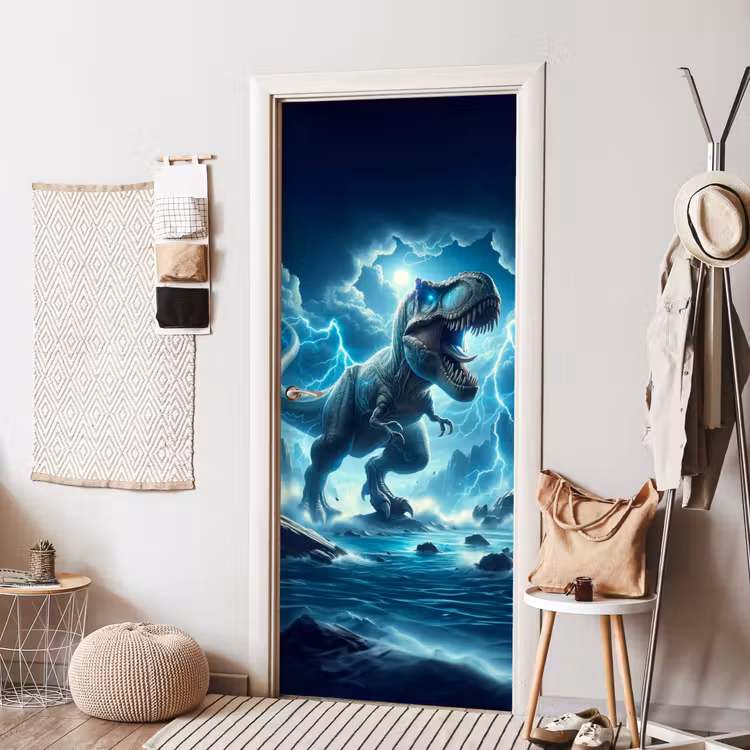 Deursticker - Dino - Blauw - Jongens — 8