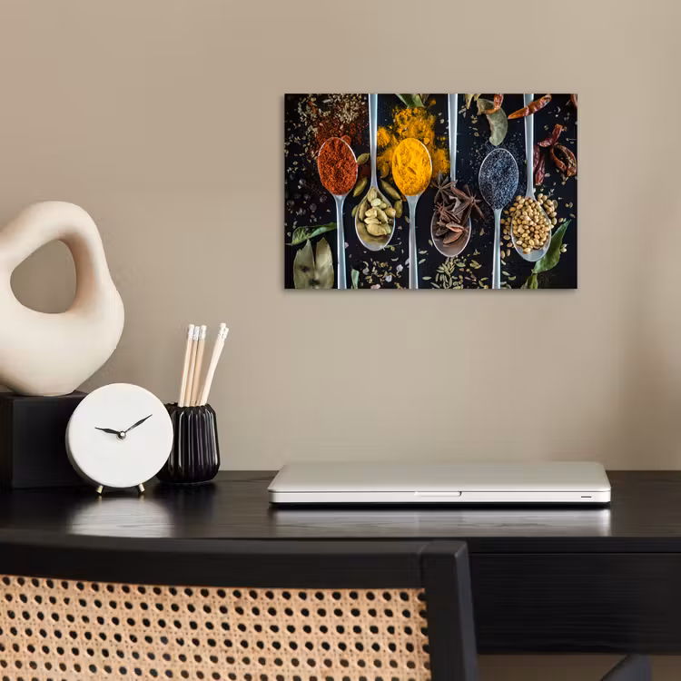 Poster - Kruiden - Lepel - Specerijen - Zwart - Keuken — 2