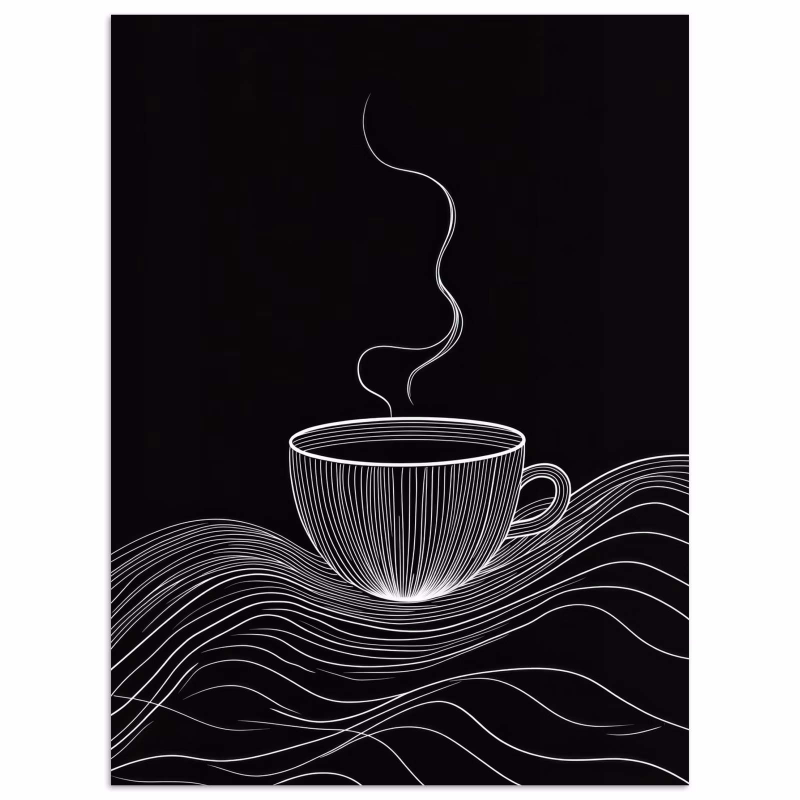 Poster - Lijntekening - Koffiekop - Zwart — 1