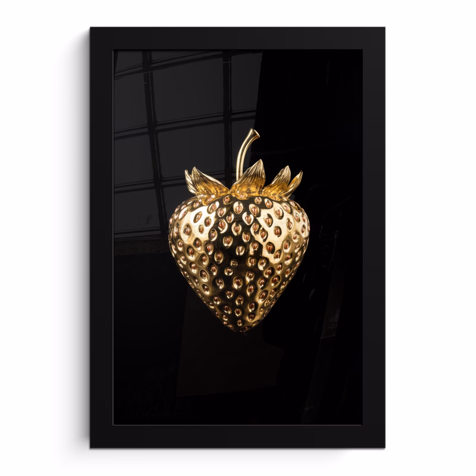 Poster met lijst - Aardbei - Goud - Zwart - Chrome — 1