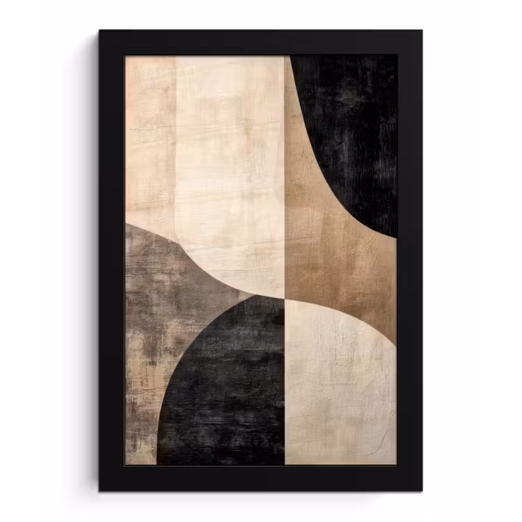 Poster met lijst - Abstract - Vlakken - Zwart - Rond — 1