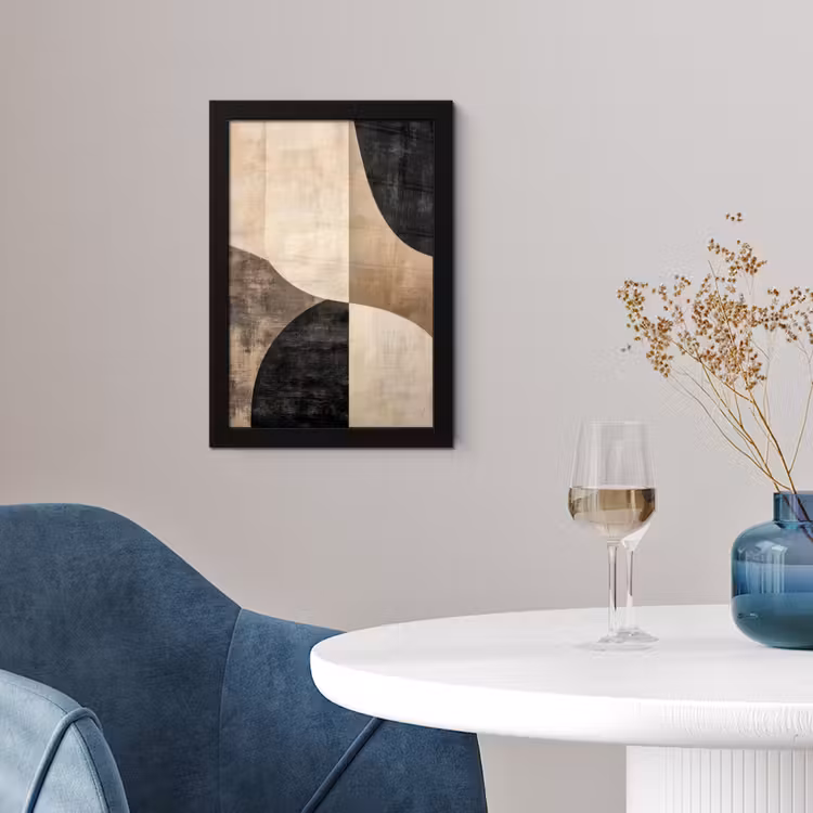 Poster met lijst - Abstract - Vlakken - Zwart - Rond — 2
