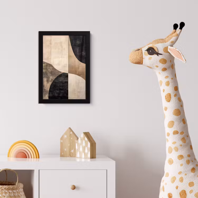 Poster met lijst - Abstract - Vlakken - Zwart - Rond — 5