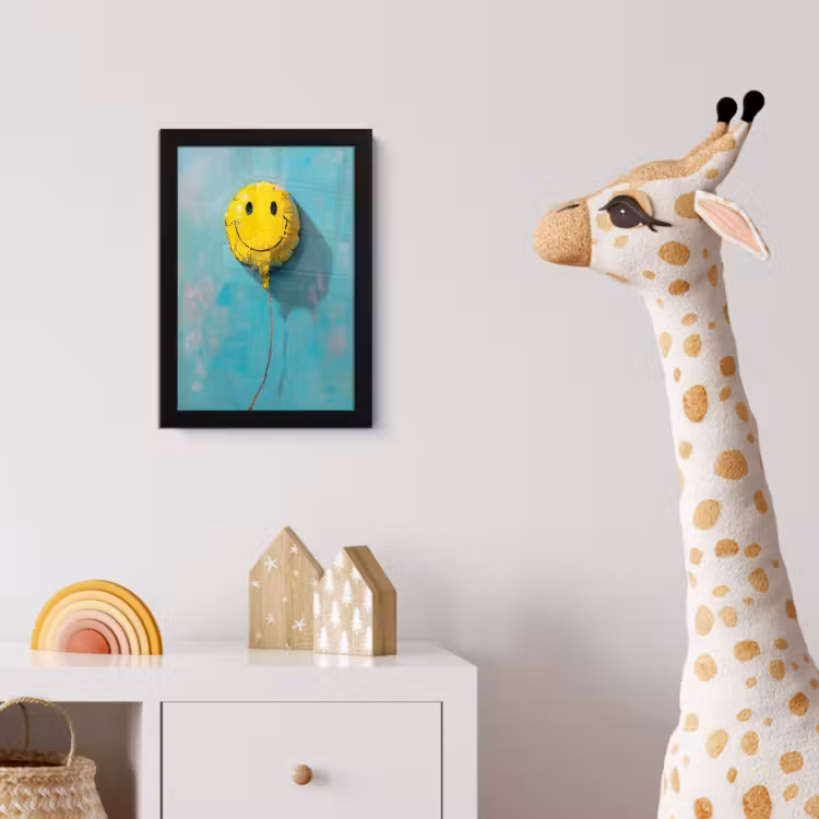 Poster met lijst - Ballon - Geel - Smiley — 5