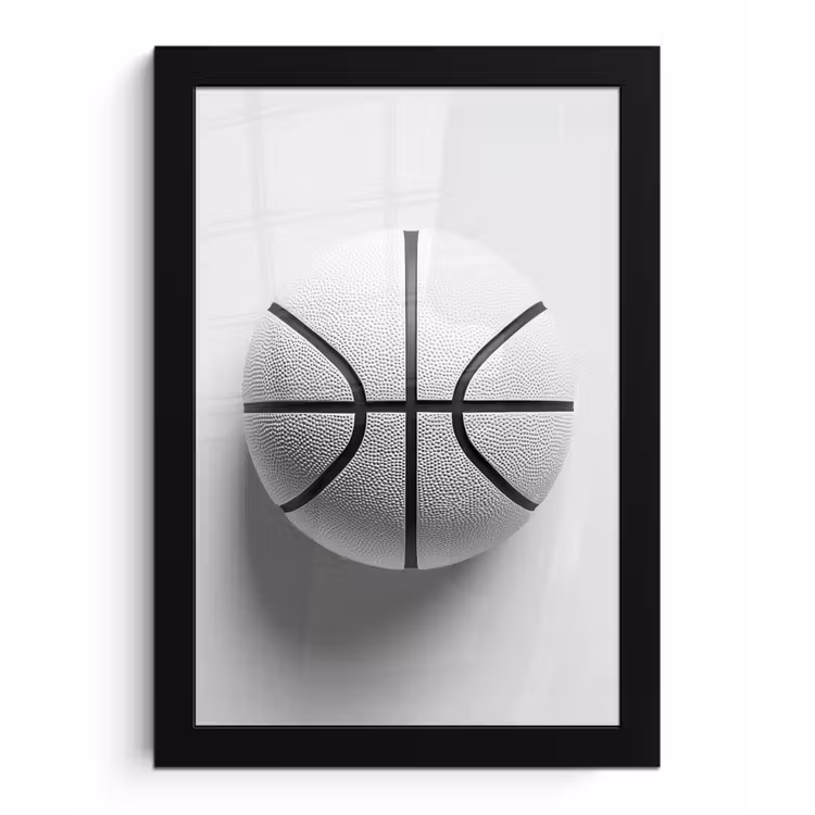 Poster met lijst - Basketbal - Wit - Schaduw - Lijnen — 1