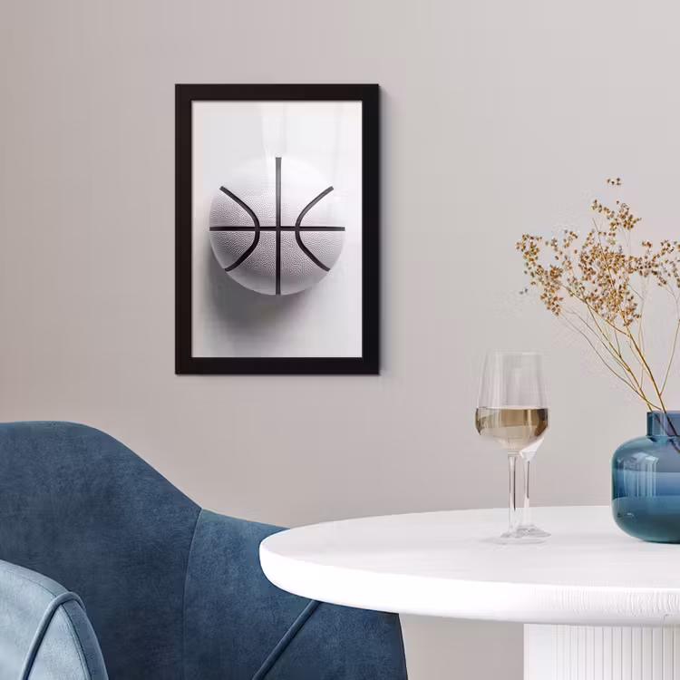 Poster met lijst - Basketbal - Wit - Schaduw - Lijnen — 2